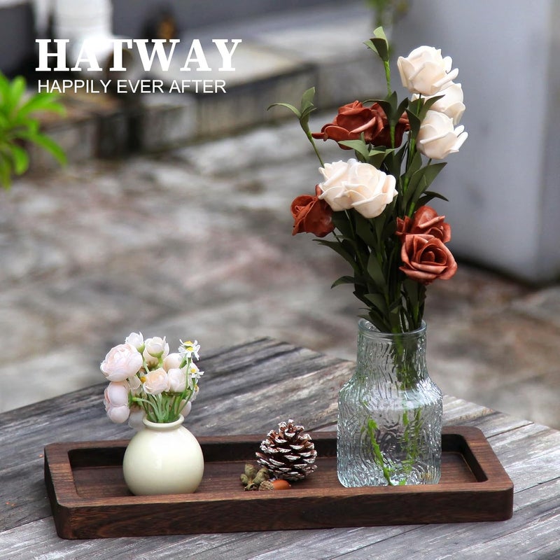 Hatway Wooden Decorative Tray Candle Holder Long Wood Tray Home Decor,Centerpieces Plates for Table centerpieces for CoffeeTable,Christmas Decor - Image 3